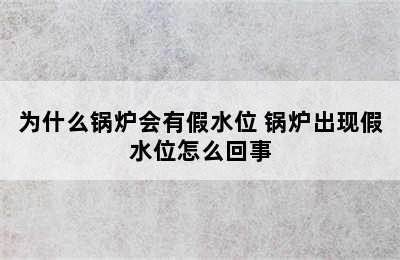 为什么锅炉会有假水位 锅炉出现假水位怎么回事